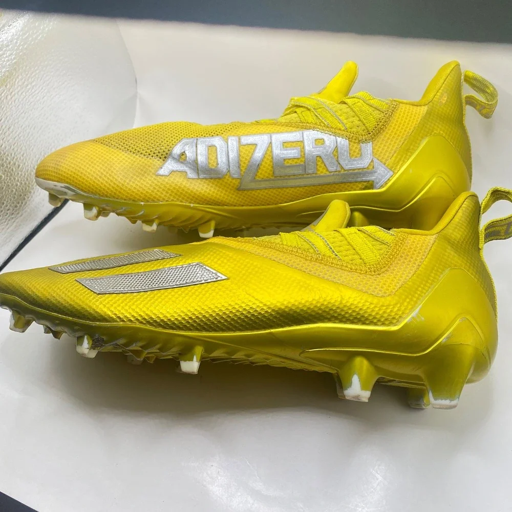 Adidas Adizero Football Cleats Mens 10 Yellow Silver FZ0703 Speed Spikes Sport